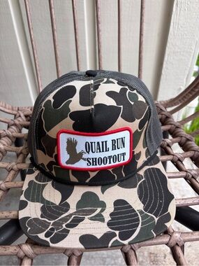 Camo Staunch Quail Tun Shootout Trucker Hat - Green/Black